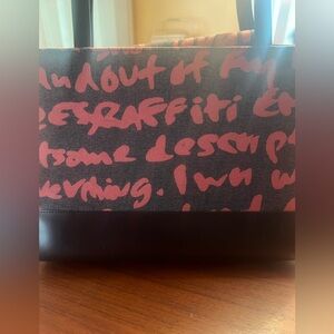 Graffiti Print Tote Bag with Black Accents